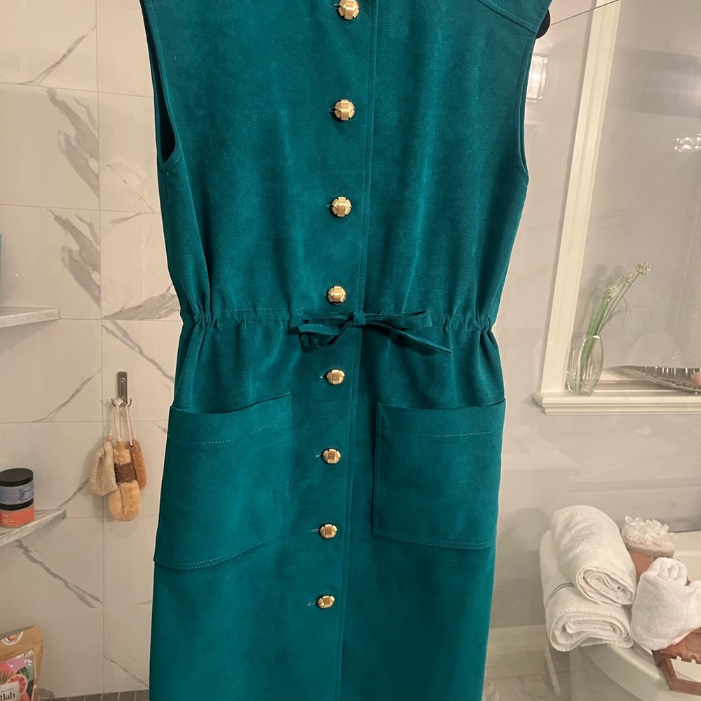 Dressing, rich, extremely rare, find, genuine, ultra, suede jumper dress, size 8 - Picture 13 of 17